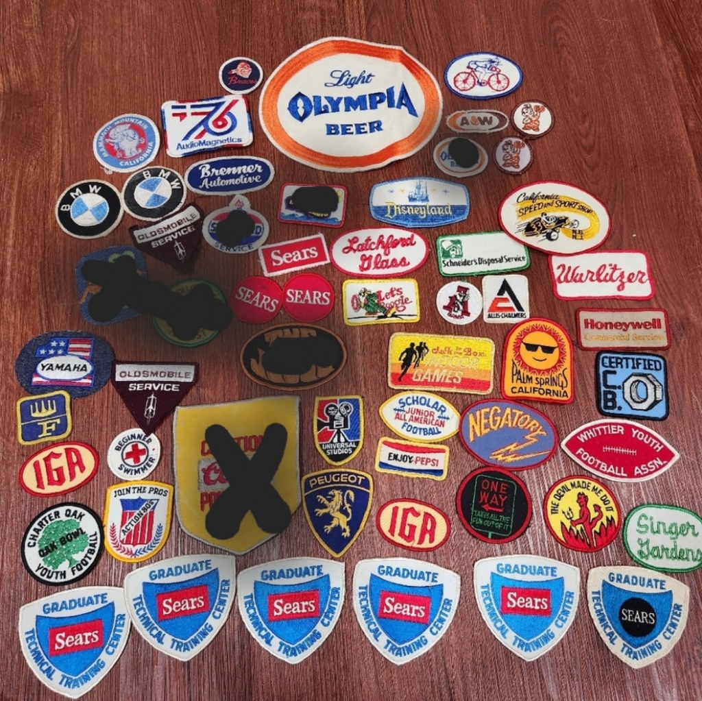 Vintage 70s 80s Patches Car Oil Disneyland Sears Beer Soda Boy Scouts Motorcycle